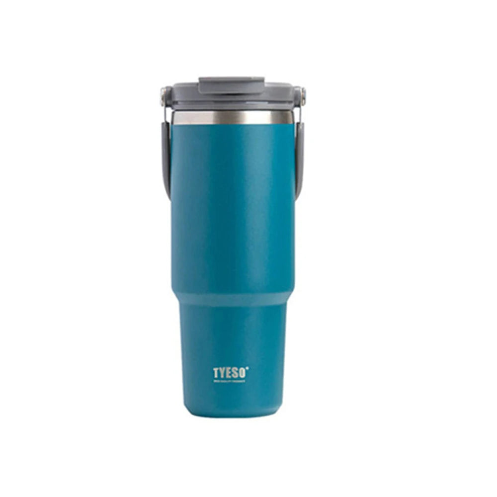 Tyeso 1200ml 40oz Tumbler With Handle and Silicone Coaster Coffee Cup Stainless Steel Vacuum Thermal Insulated Mug Cold Storage