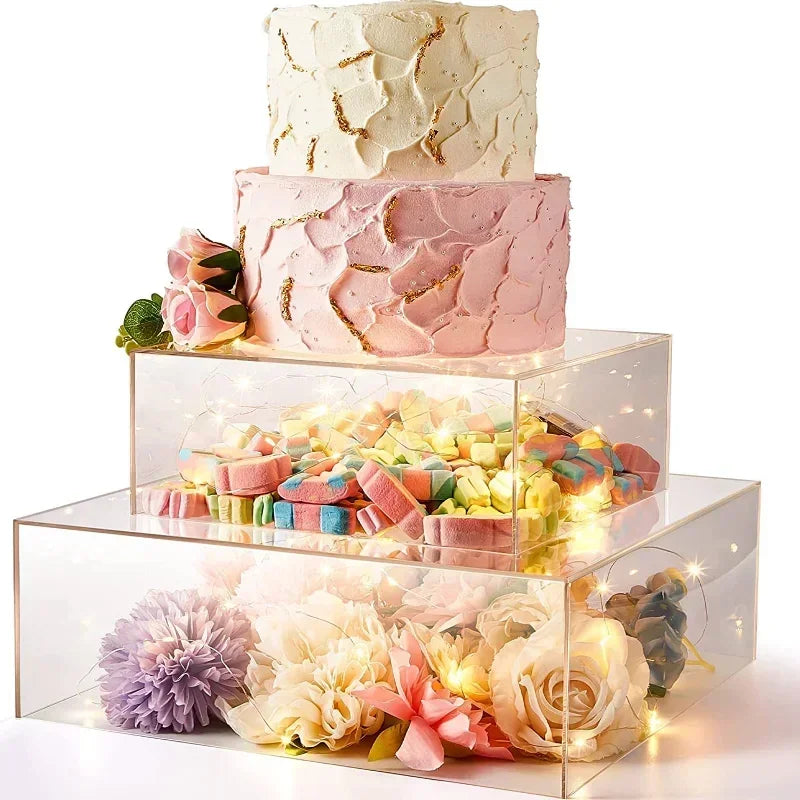 Acrylic Cake Display Board Round/square/hexagonal Acrylic Dessert Display Holders Refillable Board Base Clear Cake Stand Tools