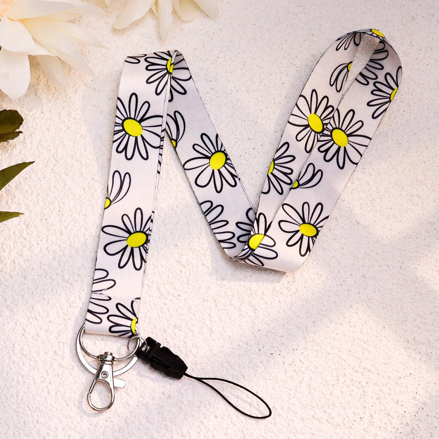 Tejesa  Daisy Neck Lanyard for ID Card Holder /Cute Flower Polyester Teacher Lanyard
