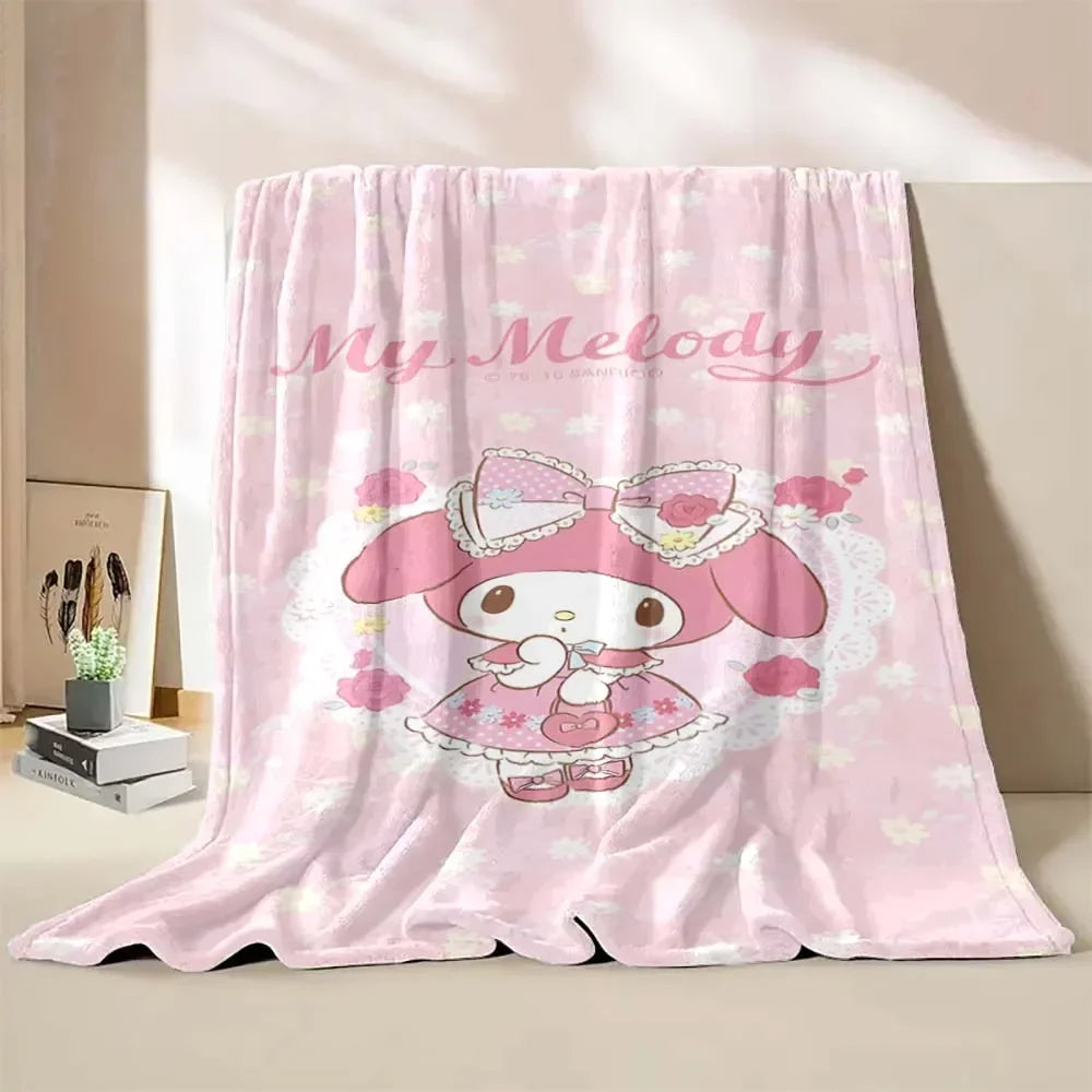 My Melody Flannel Blanket Sanrio Soft Fluffy Quilt Thicken Plush Nap Blanket Cartoon My Melody Sofa Blanket Child Adult Gift