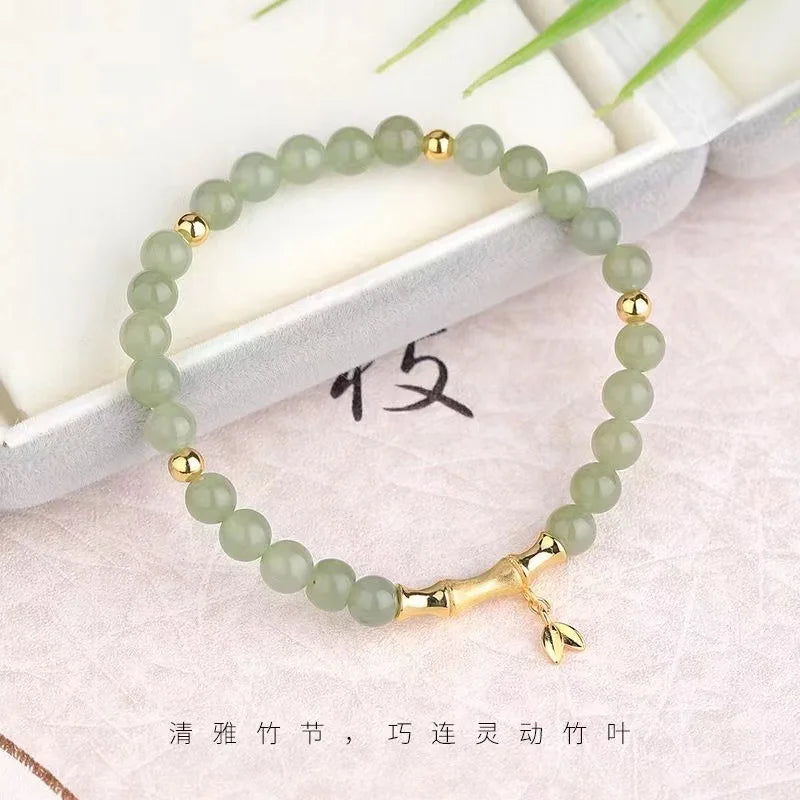 Court Retro Lucky Imitation Hotan Jade Bracelet Vintage Light Luxury Handmade Jewelry Bracelet Women's Girls Jewelry Gift