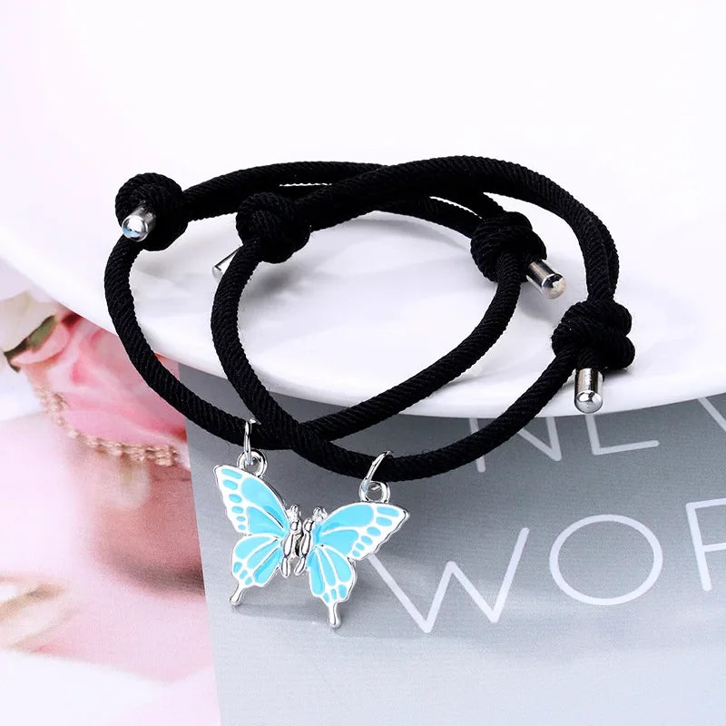 Hemasa  2pcs/set   Butterfly Bracelet Adjustable BFF Friendship Jewelry Gifts For Kids