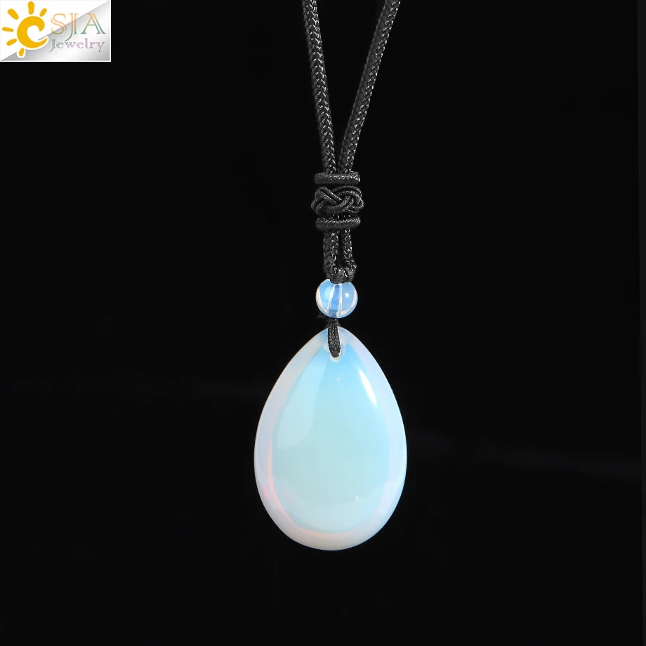 Hemasa Natural Stone Necklace for Women /Water Drop Pendant Healing Tiger Eye Amethysts Crystal Pendants Necklaces H351