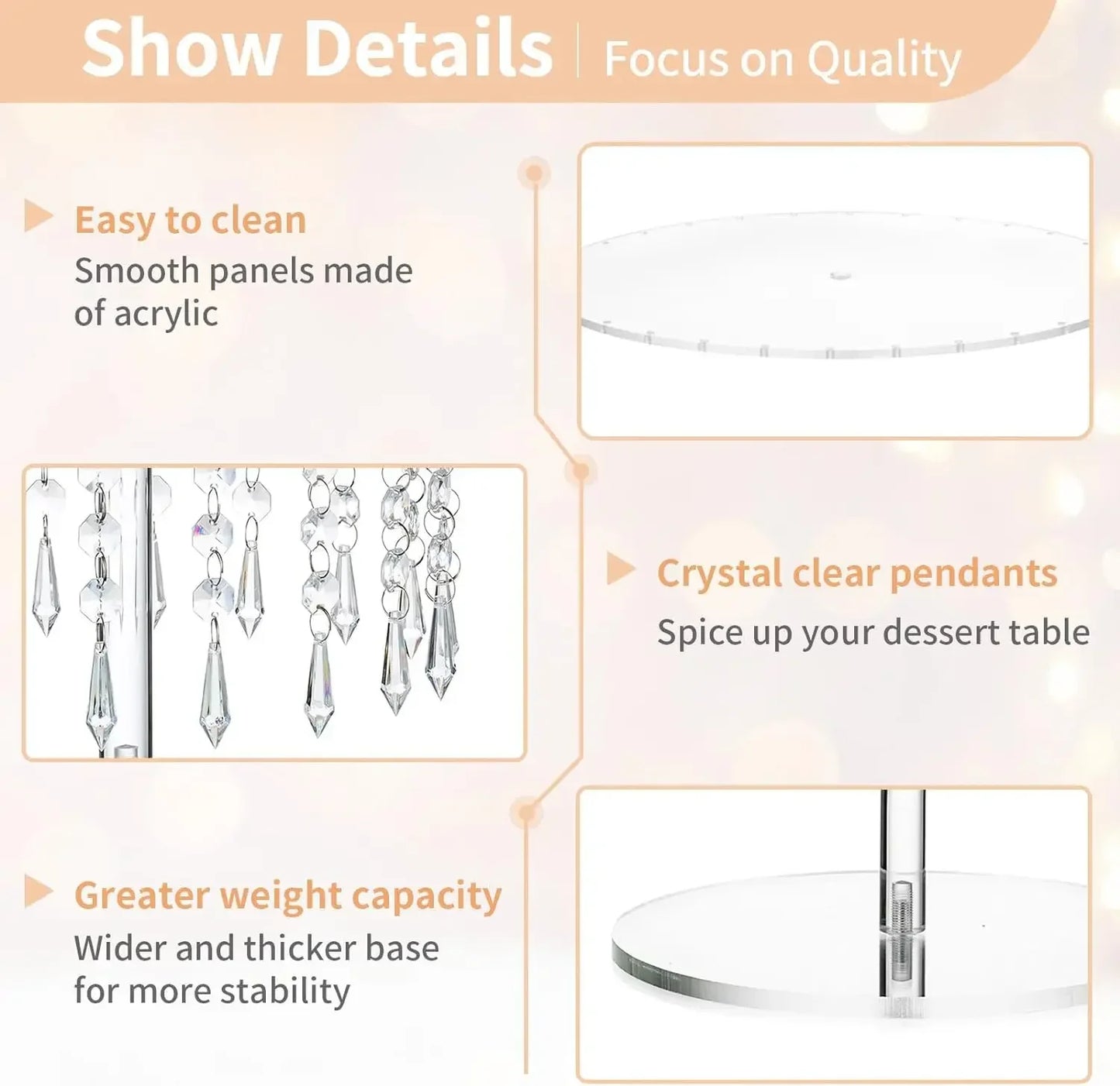 Tejesa Acrylic cake rack circular cupcake rack dessert display rack with crystal chandelier for wedding birthday party table decoration