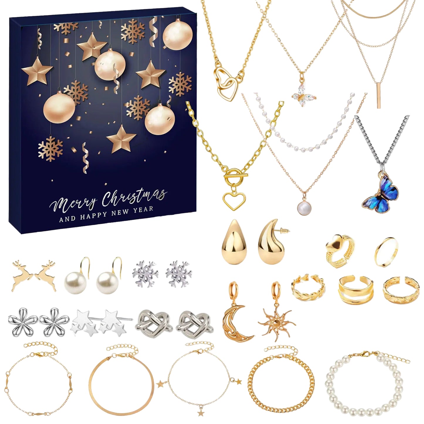 Tejesa Christmas Advent Calendar 24 Days Countdown Necklace Bracelet Blind Box DIY Christmas Decoration Surprise Gift Blind Box