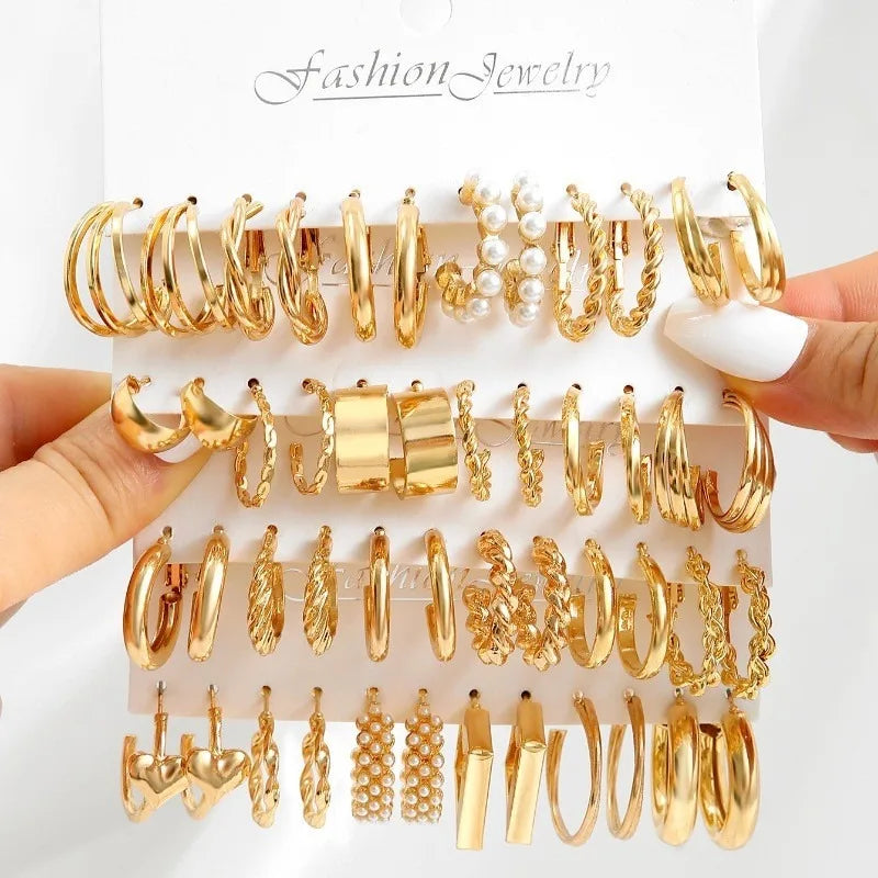 Hemasa Golden Pearl Buckle Earring Set for Women's Jewellery