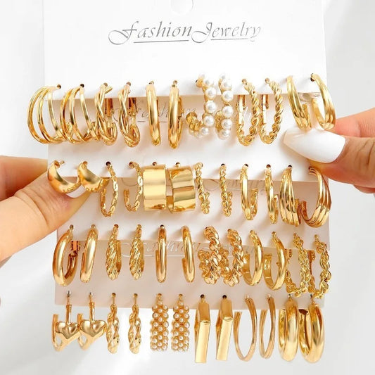 Hemasa Golden Pearl Buckle Earring Set for Women's Jewellery