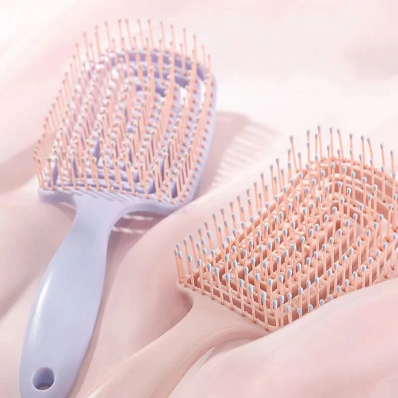Hemasa 1Pcs Elastic Massage Comb Hollow Out Hair Brush/ Scalp Massage Combs Hair Styling Detangler Fast Blow Drying comb