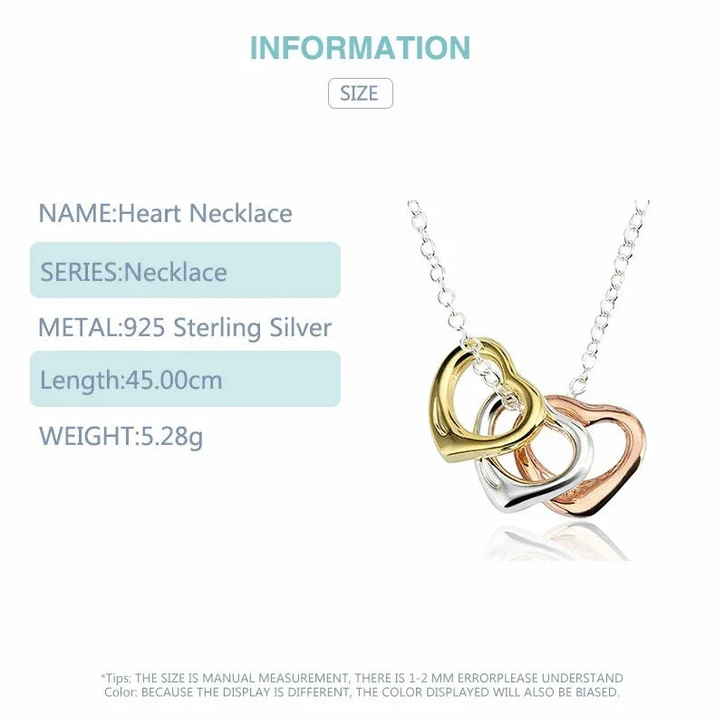 Hemasa 925 Silver Heart Pendants Necklace Chains For Women Fashion Wedding Jewelry