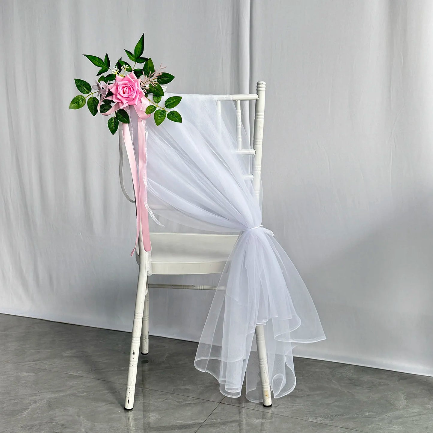 YeeNanee 8pcs Wedding Chair Decoration Flowers Artificial Rose Eucalyptus Pew Flowers for Wedding Ceremony Aisle Church Decor