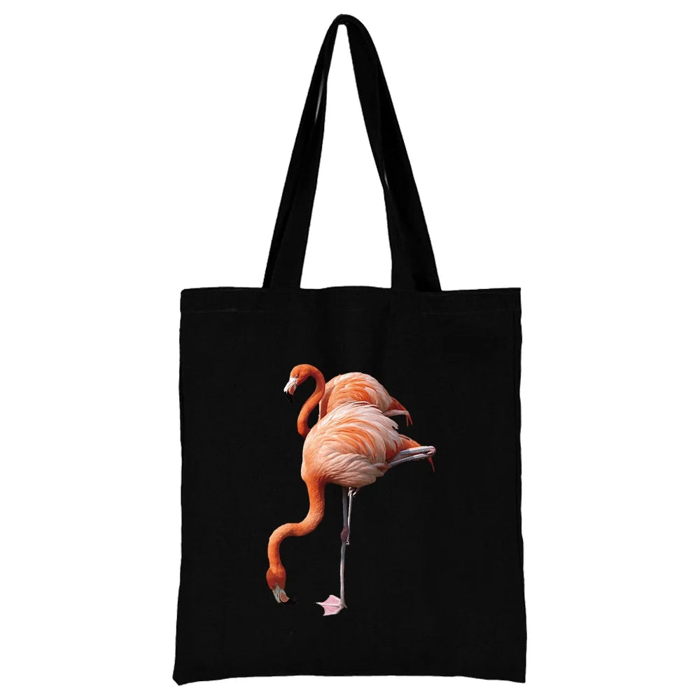 Tejesa Canvas Shopping Bag for Women /Shoulder Bags / Grocery Handbags /flamingo Print  Jute Bag