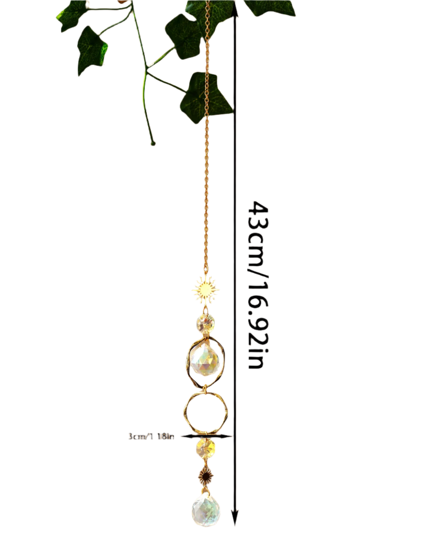 Hemasa Hanging Ornaments Boho Sun Catcher Handmade Art Crystal Sun Catchers with Gold Chain for Window/ Wall or Garden Decor Wind Chimes