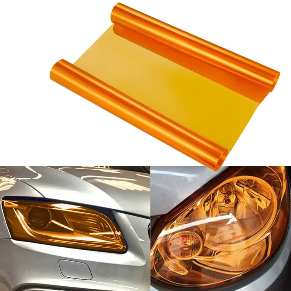 Golden Yellow Light PVC Car Headlights Taillight Film Fog Stretchable Auto Taillight Tint StickersCar Light Film Car Styling