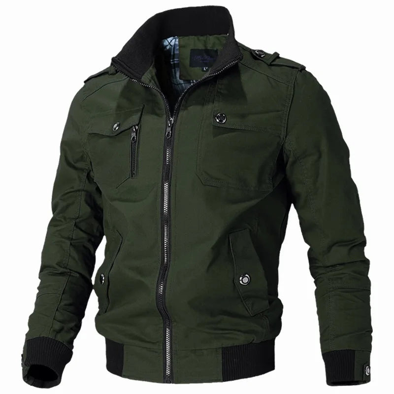 Hemasa Men's Jacket Casual Fashion Outer Jacket Men's Jacket / Stand Up Slim Military Bomber Jacket for men