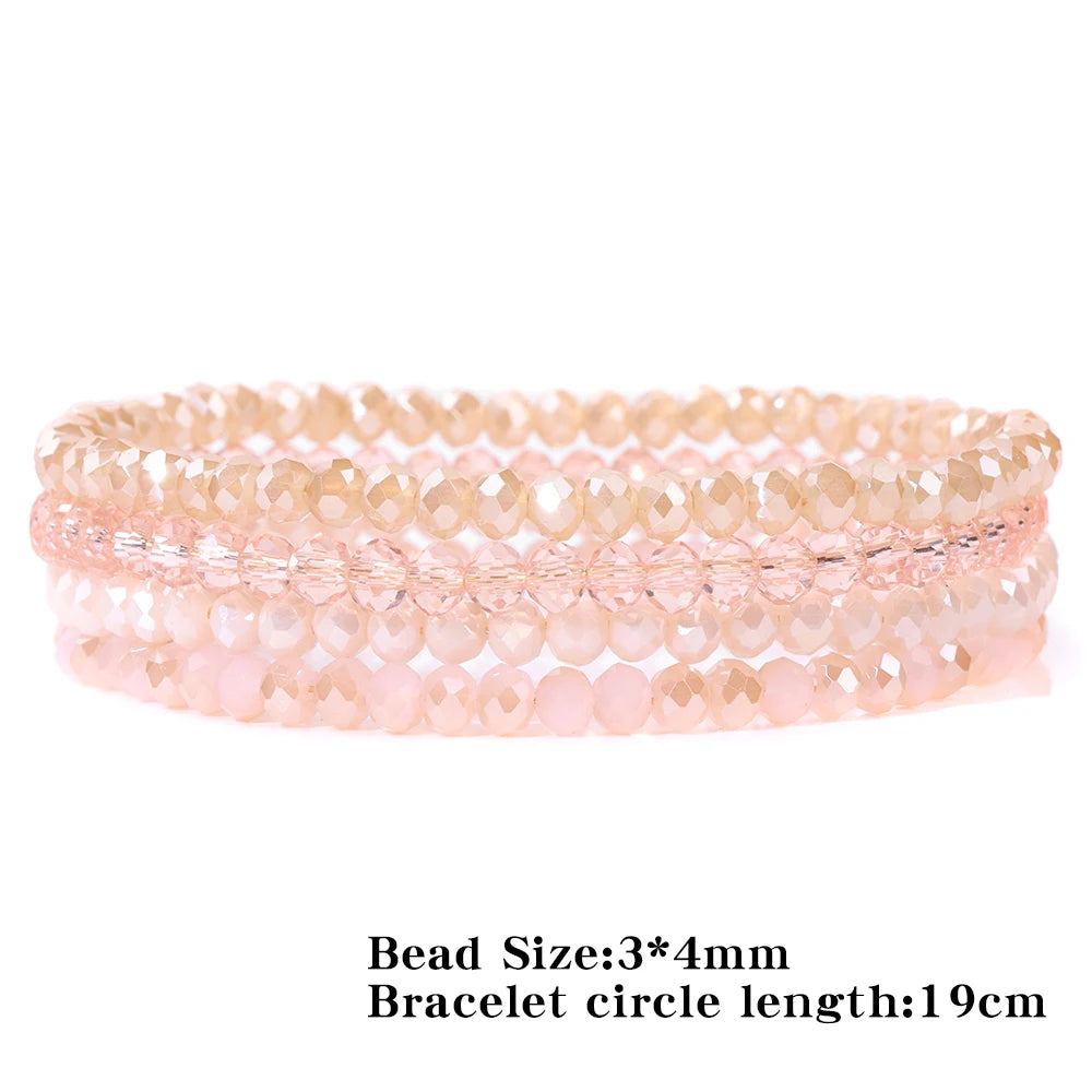 Crystal Bracelet Shiny 4Pcs/Set Faceted Czech Austria Crystal Beads Bracelet Women Men Bangles Shiny Jewelry Fashion Party Y2K