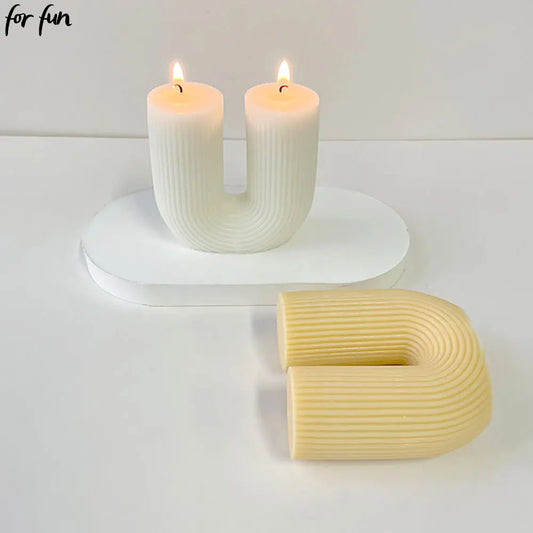 For fun Striped Arch Silicone Candle Mold U-shaped Aromatherapy Plaster Mold Soap Resin Mold Ornament Candle Making Home Decor