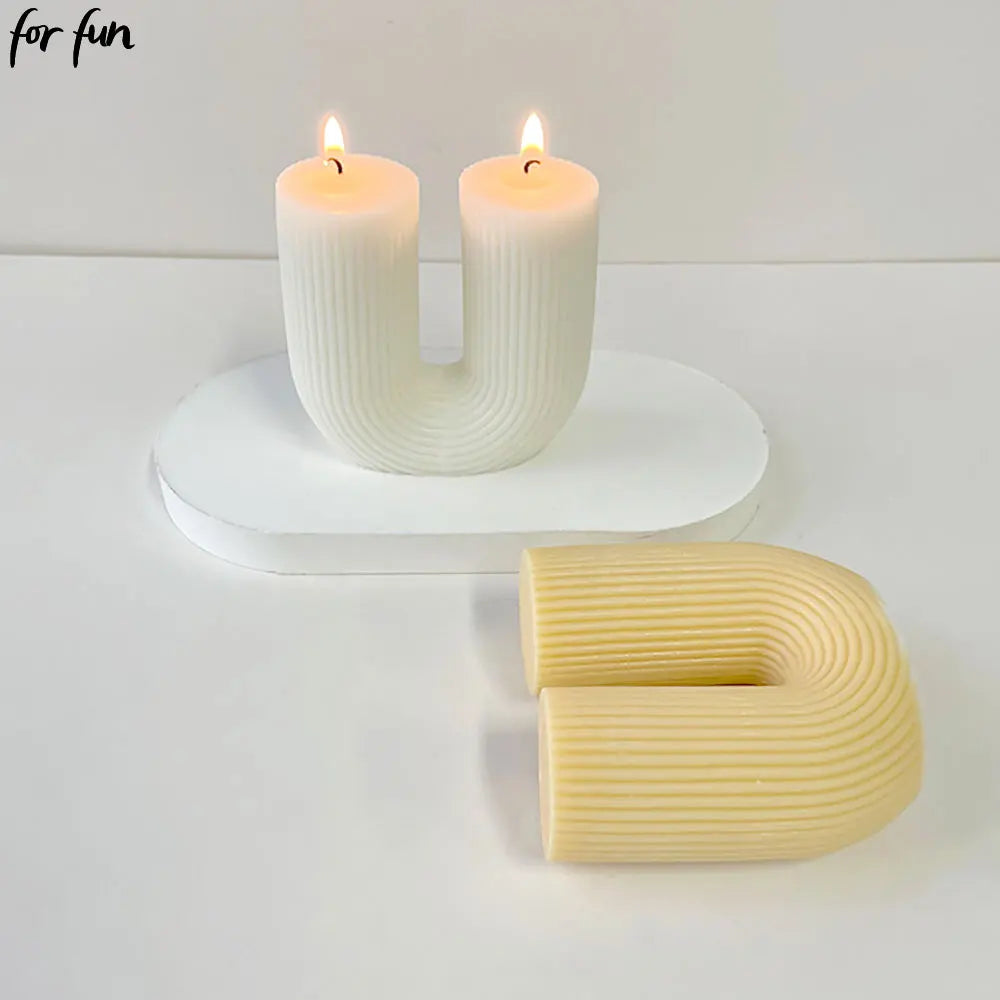 For fun Striped Arch Silicone Candle Mold U-shaped Aromatherapy Plaster Mold Soap Resin Mold Ornament Candle Making Home Decor