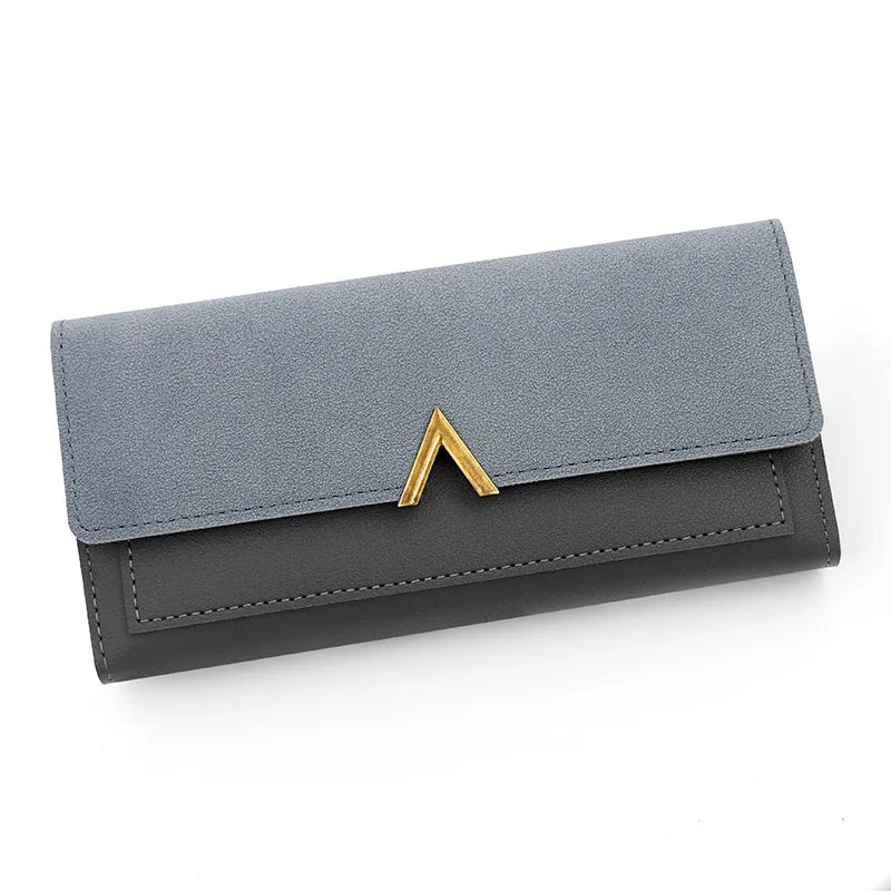Tejesa  women's wallet long V-shaped buckle three fold wallet for women, hand-held bag, change card bag