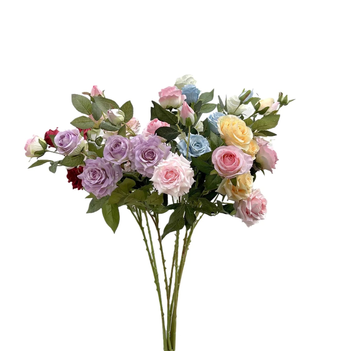 5Pc Artificial 5head Rose Silk Flowers for Wedding Background Layout Fake Rose Flowers Home Party Decoration Flower Arrangement