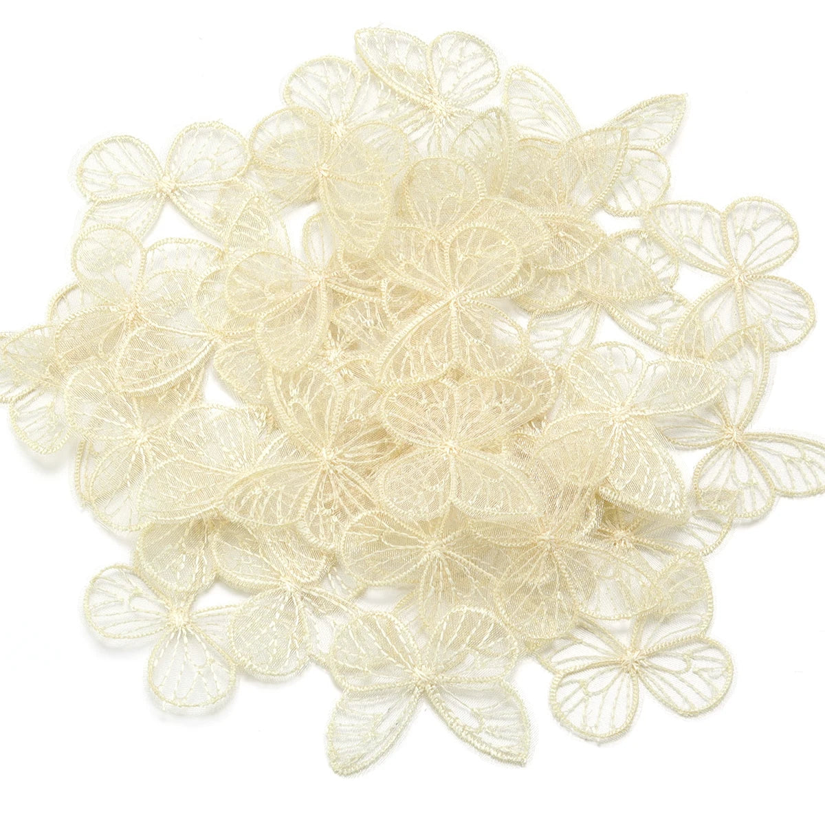 20pcs Embroidered Mesh Butterfly 3.5x4.5cm Cloth Patch Appliques for DIY Clothes Headwear Sewing Supplies Hair Clips Accessories