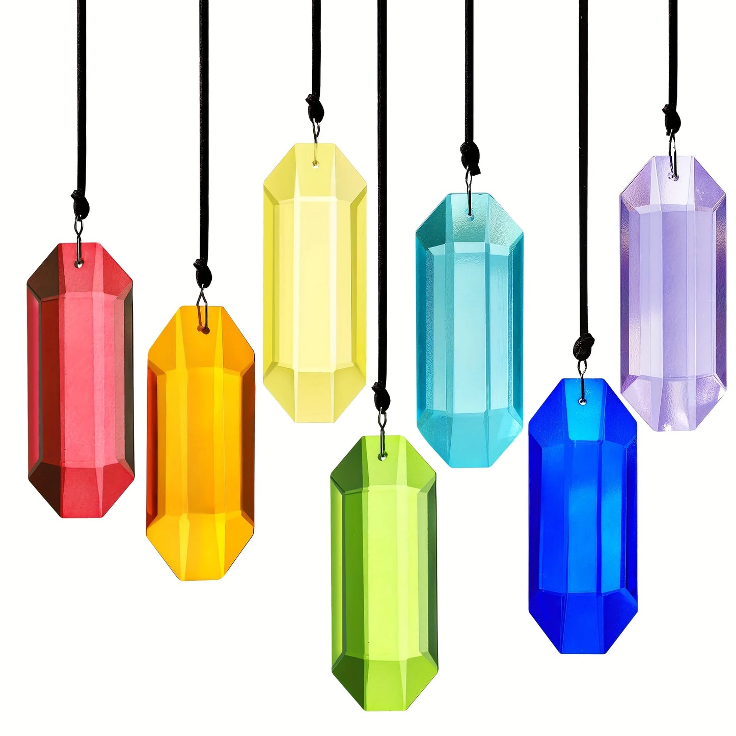 Tejesa 7pcs Crystal Suncatcher Prisms 3'' Indoor Window Hanging Ornament Rainbow Glass Prism Sun Catcher Decor for Home Garden Healing