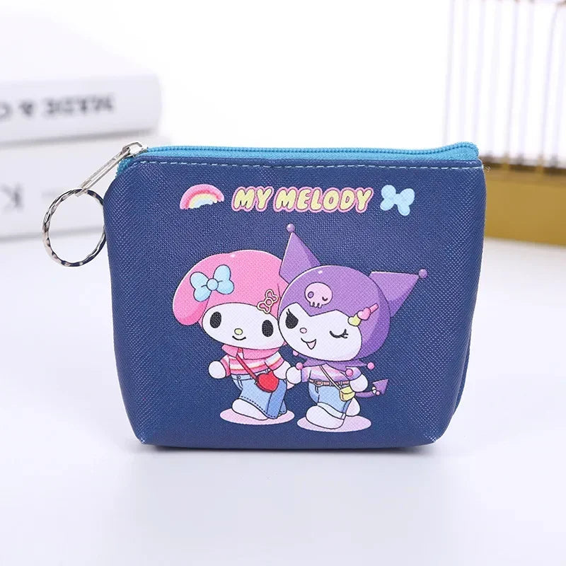 Hello Kitty Purse Coin Purses Cartoon Printed PU Melody Cute Wallet Bag Keychains Storage Bag Sanrio Kuromi Kawaii Mini Pouch