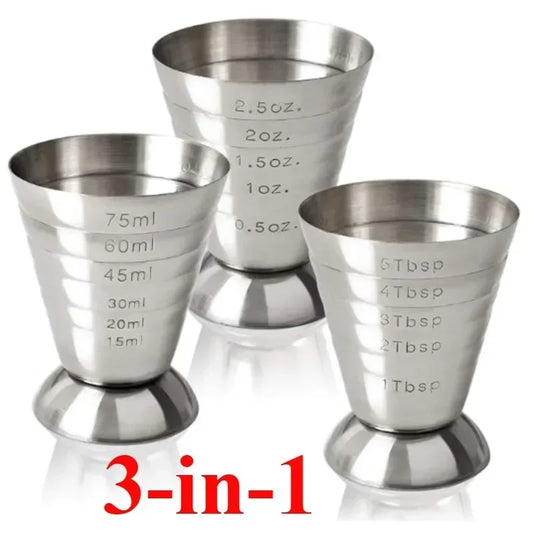 1pc Bar Cocktail Glass Mixed Drink Measure Cup 75ml Stainless Steel Cocktail Shaker 3in1 Measure Jigger Bar Party Accessories