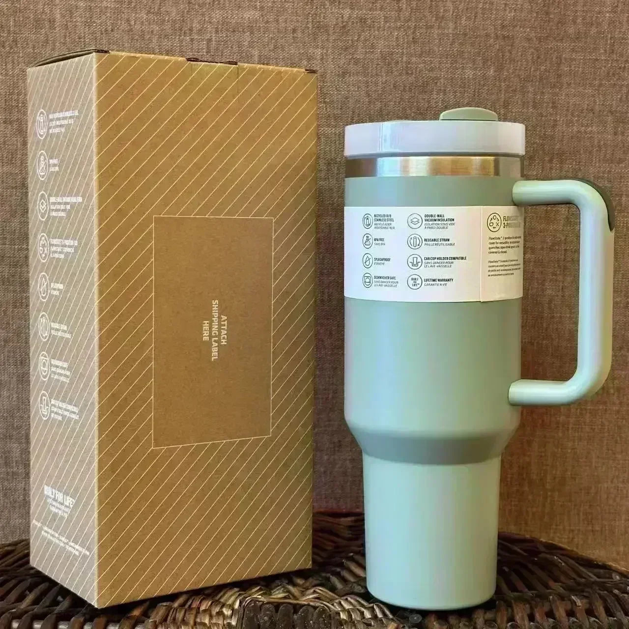 Hemasa 40oz Tumbler FlowState Straw Lid Stainless Steel Vacuum Insulated Car Mug /Double Wall Thermal Iced Travel Cup bottle