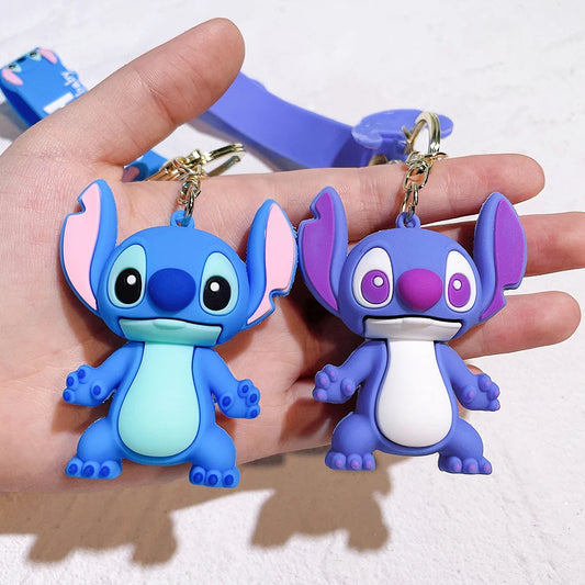 Disney Lilo & Stitch Keychain Cartoon Figure Coffee Candy Stitch Silicone Pendant Keyring Car Key Holder Jewelry Accessories