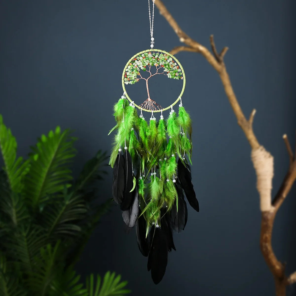 Tejesa Tree of Life Dreamcatcher with Stone Craft Decorative Room Wind Chime Hanging Home Decor Dreamcatcher