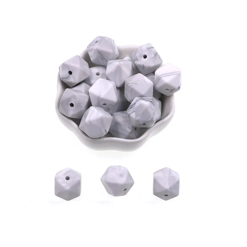 Kovict 14mm Hexagon Silicone Beads 100/200/500Pcs For Jewelry Making DIY Personalized Bracelet Pacifier Chain Accessories