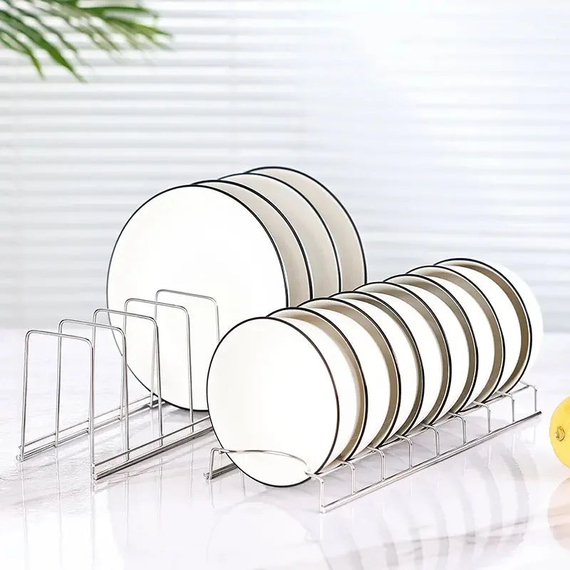 Hemasa Kitchen Bowl Dish Organizer Stainless Steel Dish Holder Home Cutlery Dishes Pot Lid Rack Household Dish Racks