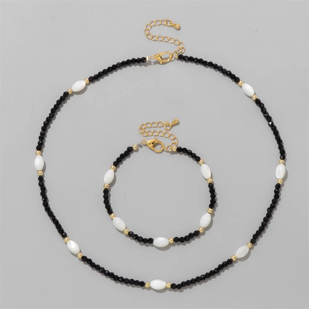 Fashion Natural Freshwater Pearl Necklace 3mm lapis lazuli Amethysts Quartzs Crystal Choker Bracelets Set Jewelry Women Gift