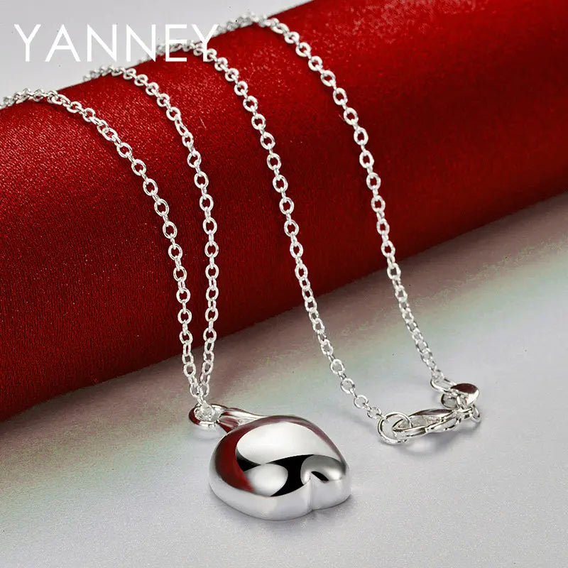 Charm 925 Sterling Silver Jewelry 16-30 Inches Fine Apple Pendant Necklace For Women Fashion Gift Wedding Party