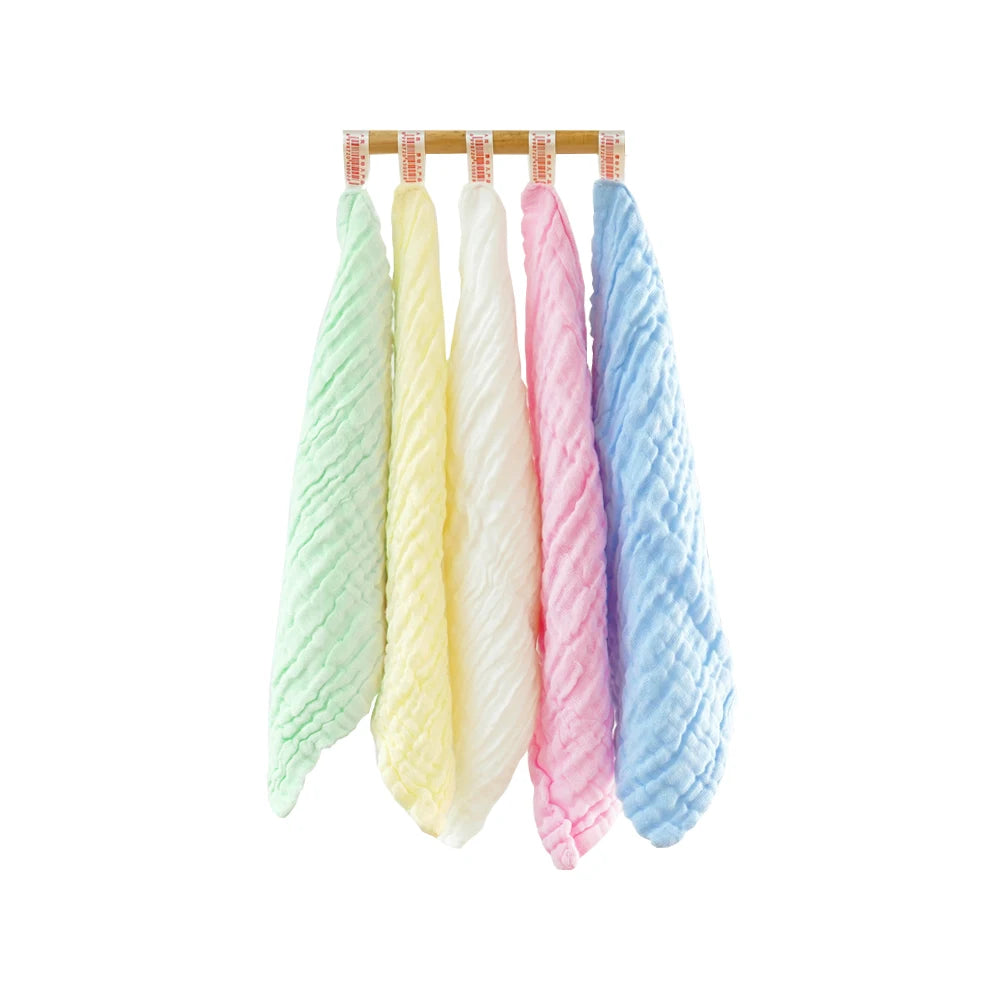 Tejesa  5pcs Pack Breathable Muslin Cotton Baby Face Towel  /Plain Color Newborn Burp Cloth 25x25cm