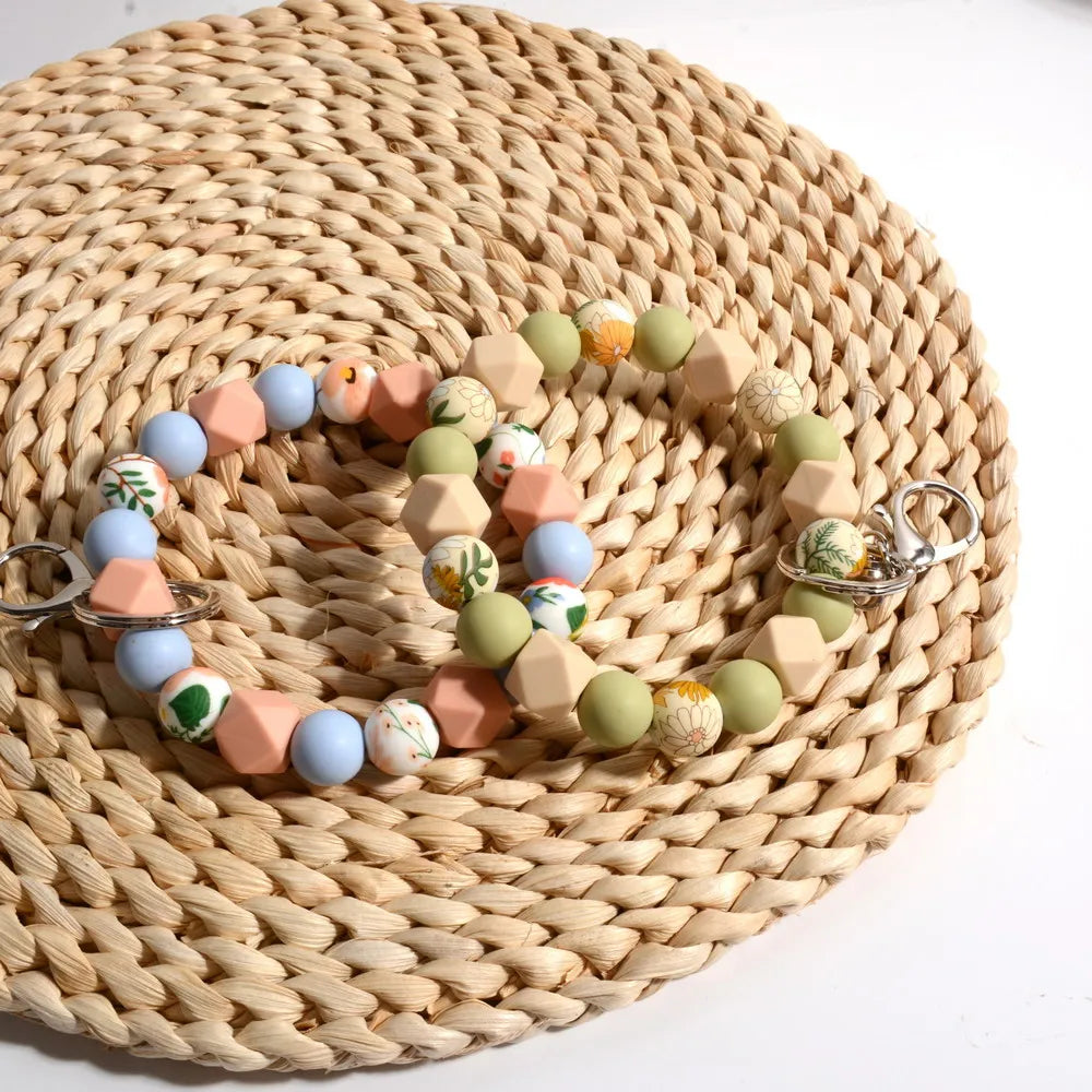 Hemasa Floral Beads Wristlet Elastic Silicone Bracelet