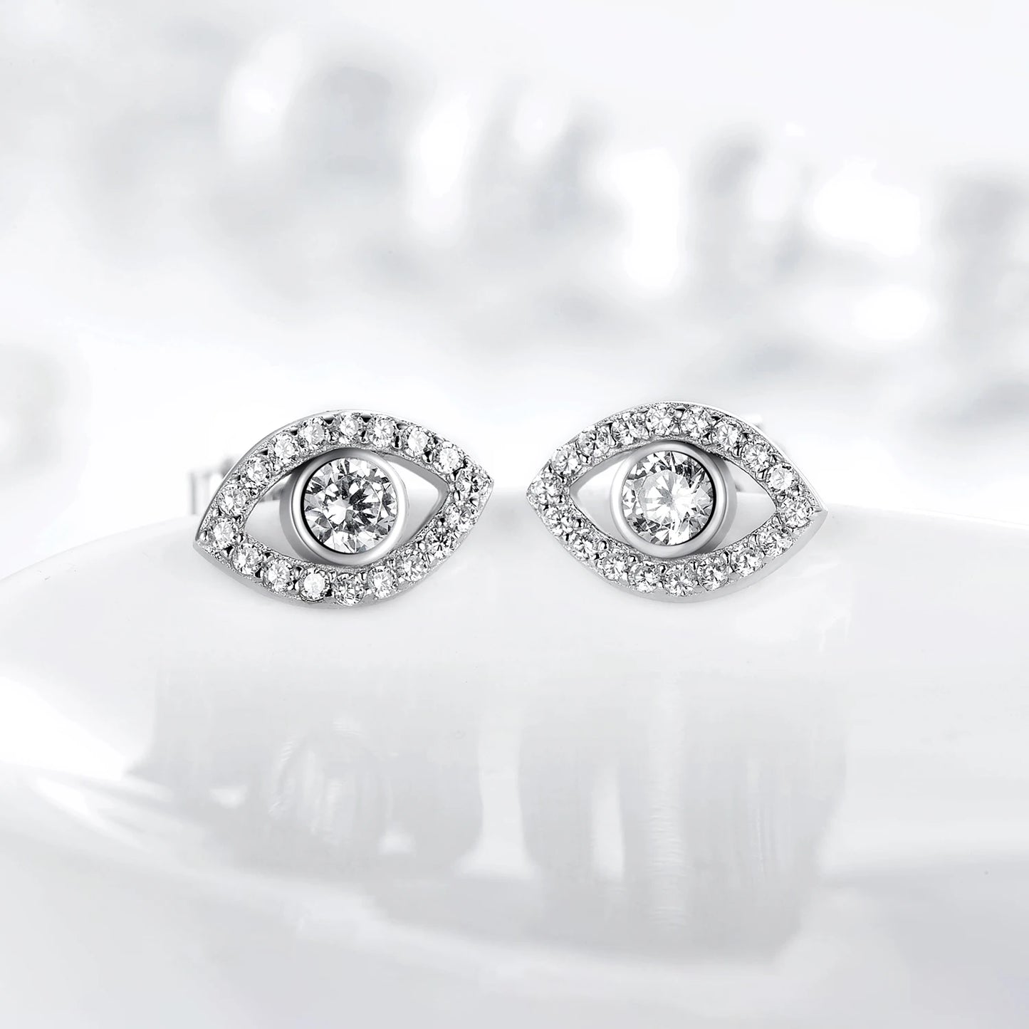 Modian 2026 Hot Sale 100% 925 Sterling Silver Cubic Zirconia Clear Eyes Lucky Stud Earrings For Women Fashion Cute Fine Jewelry