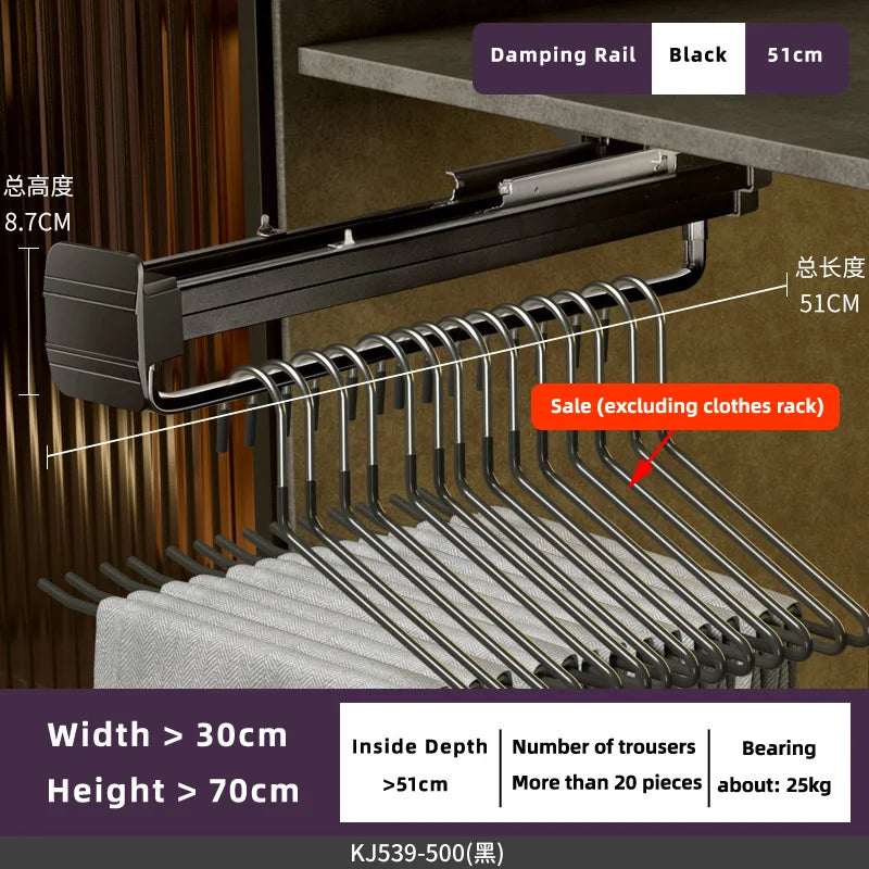 Hemasa Wardrobe Clothing Holders Trousers Racks Cabinet Clothes Storage Rack Pants Shelves Push-pull Damping Rack