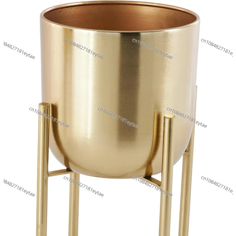 Metal indoor and outdoor large flower pot with removable base, 2 flower pot set, sizes 19 inches and 22 inches respectively.