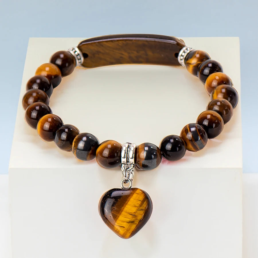 Hemasa Natural Stone Crystal Bracelets Strand  Heart Italian Charm Beaded Matching Love Moonstone  Jade Summer For Women Jewelry Gifte