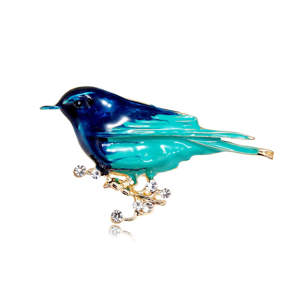 Fashion Cute Flower Wreath Small Bird Brooches For Women Animal Brooch Pins Costume Coat Corsage Suit Scarf Dress Jewelry Gift