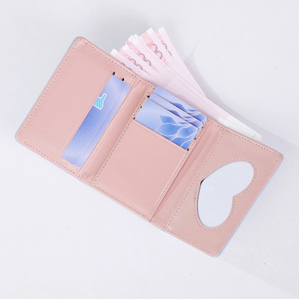Cute Dog Paw Pattern Snaps Wallet Multi-card Slots ID Holder Card Holder Tri-fold Light Color Short Student Coin Purses Clutch