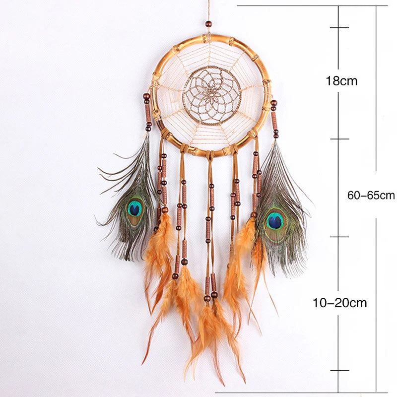 Hemasa Dream Catcher Blue Feather Wind Chime Handmade Girls Room Bedroom Wall Hanging Pendant Ornaments Birthday Gift Home Decoration