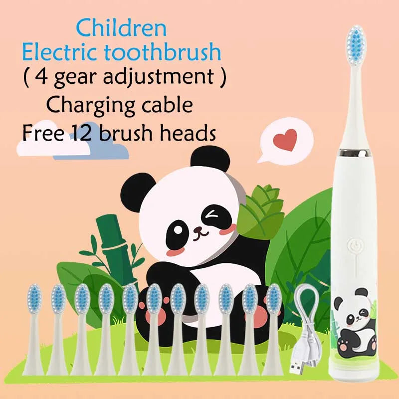 Children Sonic Electric Toothbrush Cartoon Kids With Replace The Toothbrush Head Ultrasonic Electric Toothbrush Sonic Brush Head