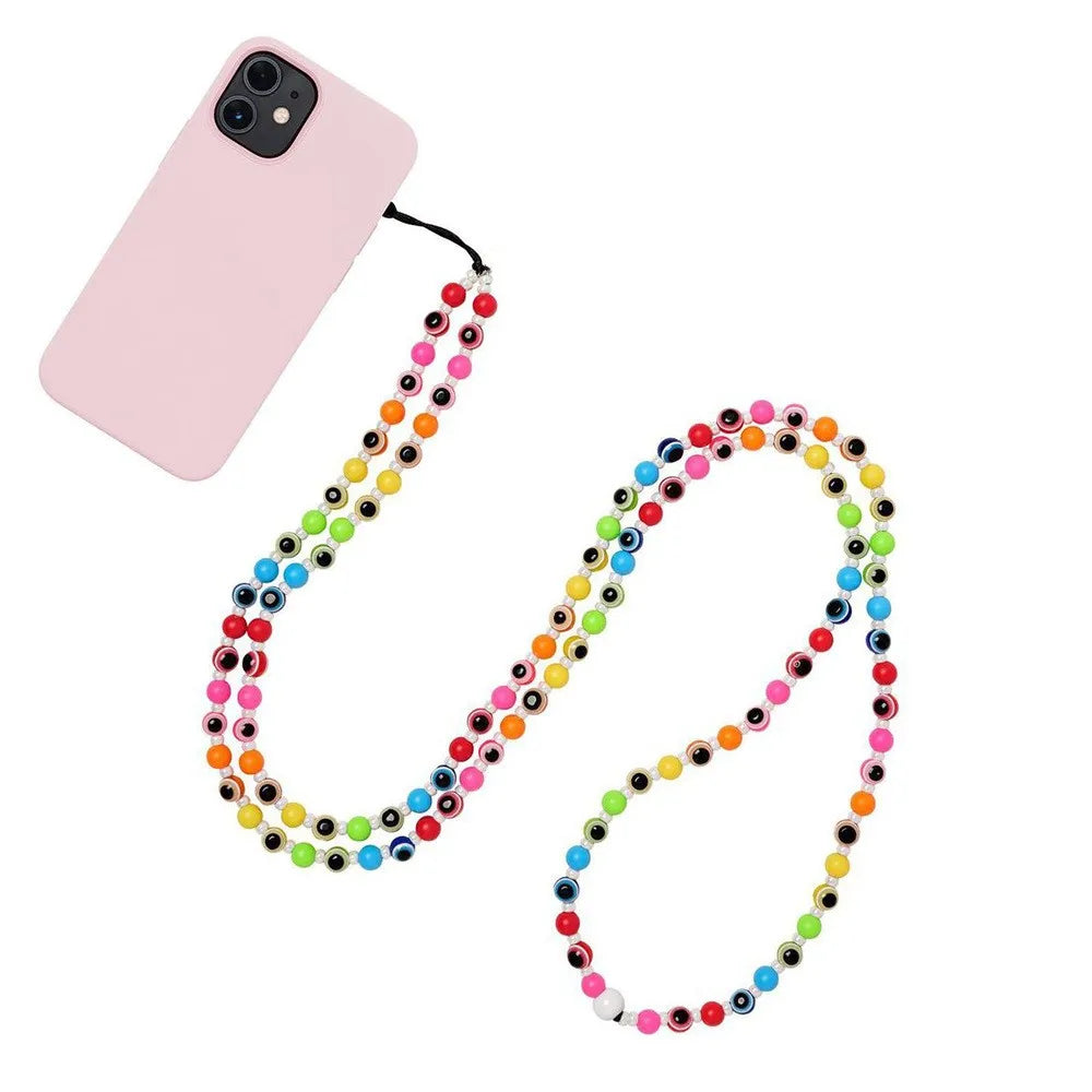 Colorful Beads Phone Charm Strap Chain for Phone Case Accessories Wholesale Evil Eye Mobile Phone Jewelry 2023 New