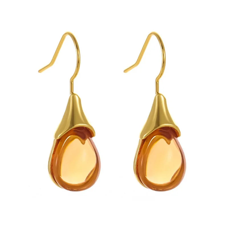 Pendientes Trendy Natural Stone Dangle Earrings Exquisite Water Drop Shape Hook Earrings For Women Wedding Engagement Jewelry