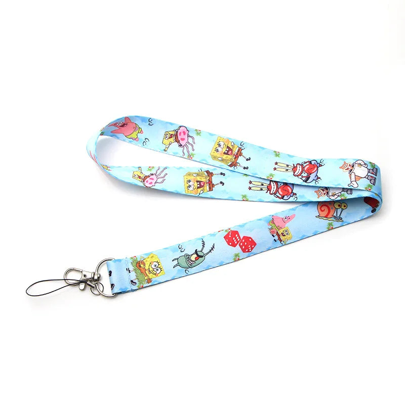 POP MART Spongebob Cartoon Key Lanyard ID Badge Holders Animal Phone Neck Straps with Keyring Phone Accessories D042