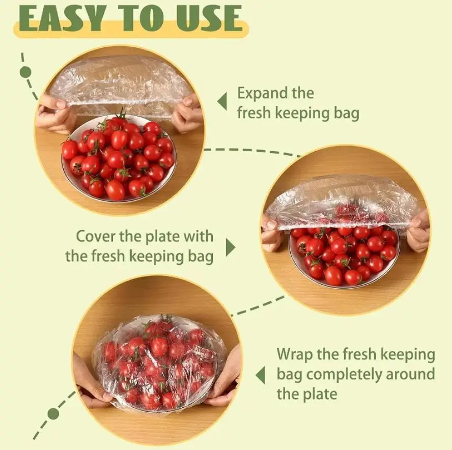 Disposable Food Cover Colorful Big Saran Wrap Food Grade Fruit Vegetable Storage Bag Elastic Plastic Kitchen Fresh Keeping Bags