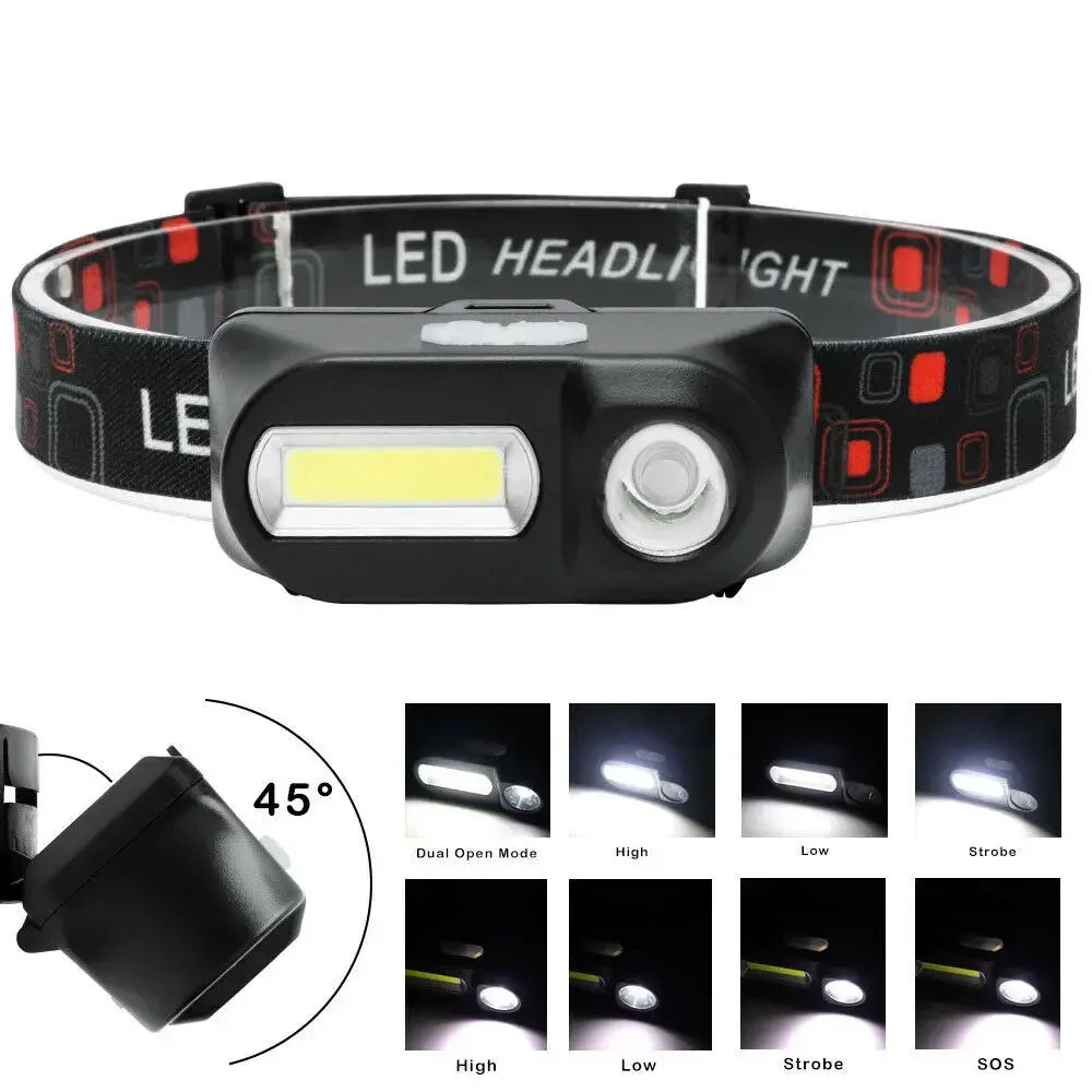 Hemasa LED Strong Light Outdoor Camping Induction Headlight Type-C Charging Hiking Waterproof COB Headworn Night Fishing Light