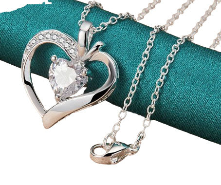 Hemasa  925 Sterling Silver  Zircon Heart Pendant Necklace For Woman Wedding Engagement Charm Jewelry